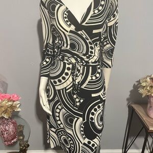 Black and White Patterned Women's Dress